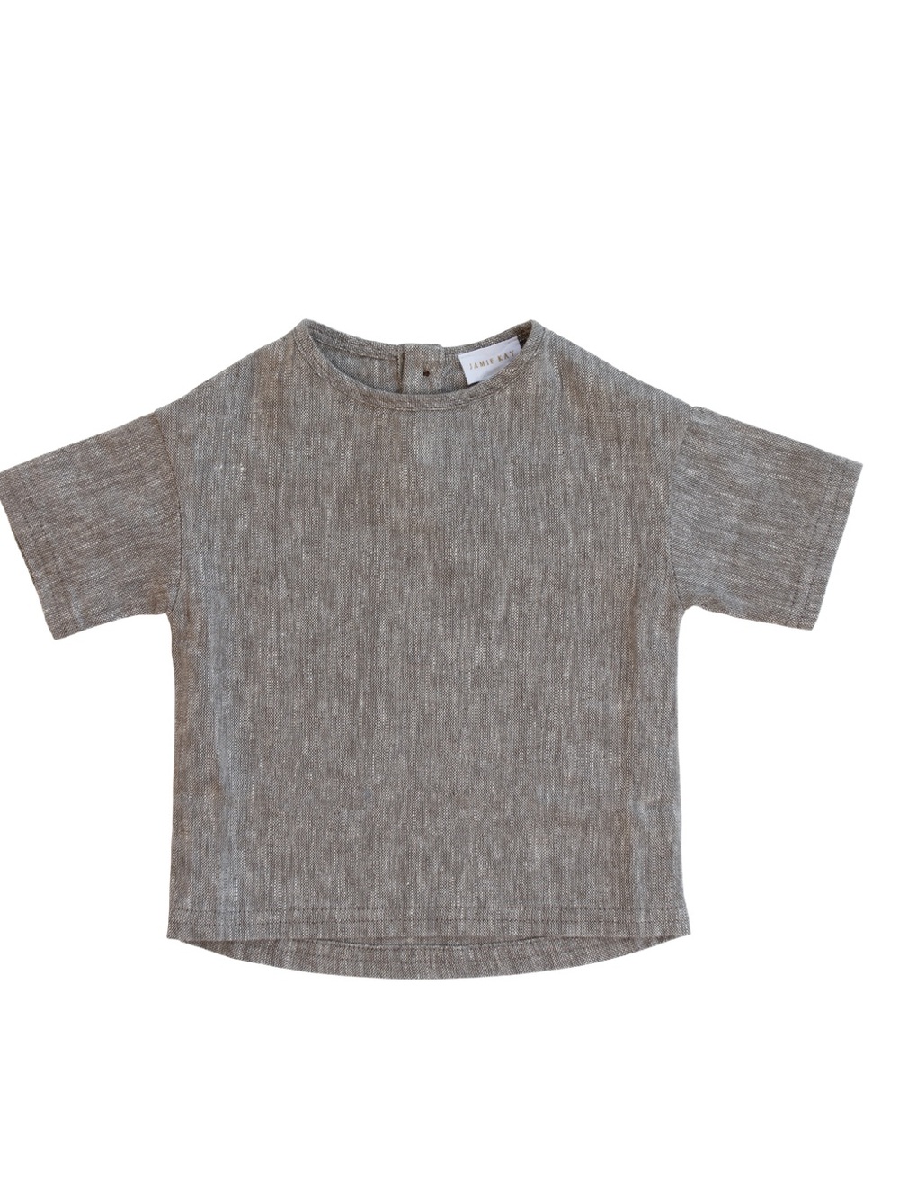 Neutral Taupe Kids Short Sleeve Linen Tee